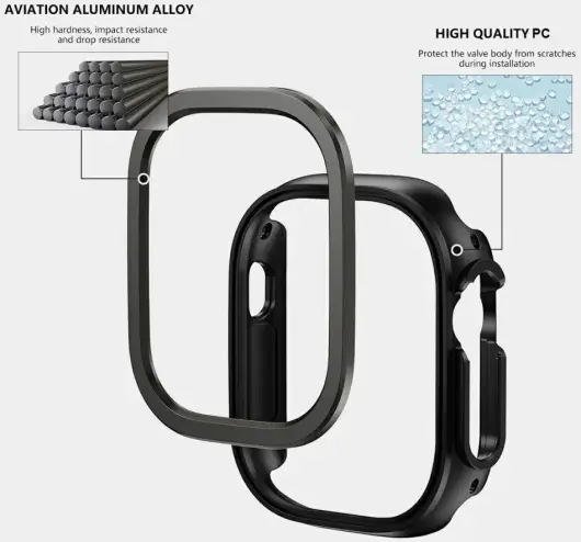Apple Watch 10 42MM Hoesje Aluminium Bumper Frame Zwart afbeelding 8