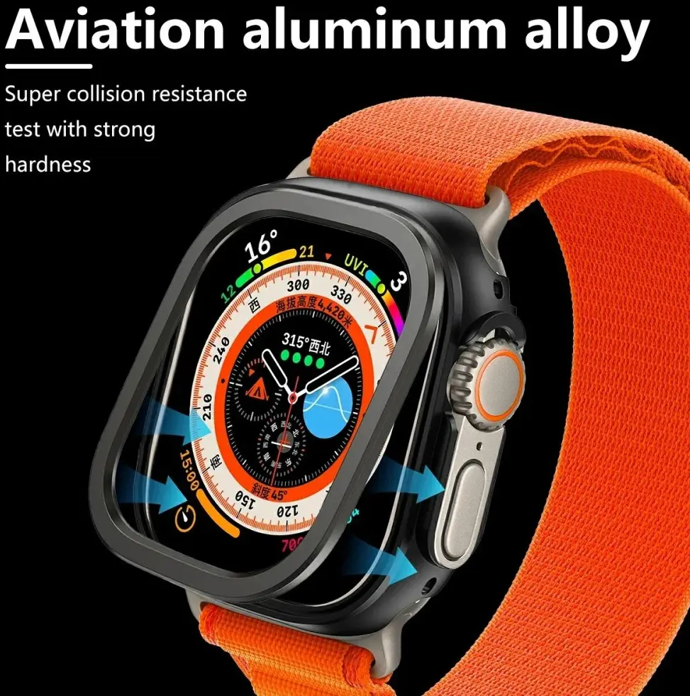 Apple Watch 10 46MM Hoesje Aluminium Bumper Frame Zwart afbeelding 5