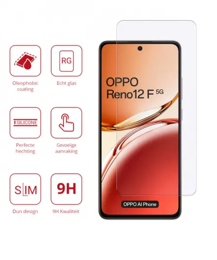 Rosso Oppo Reno 12 F 9H Tempered Glass Screen Protector afbeelding 2