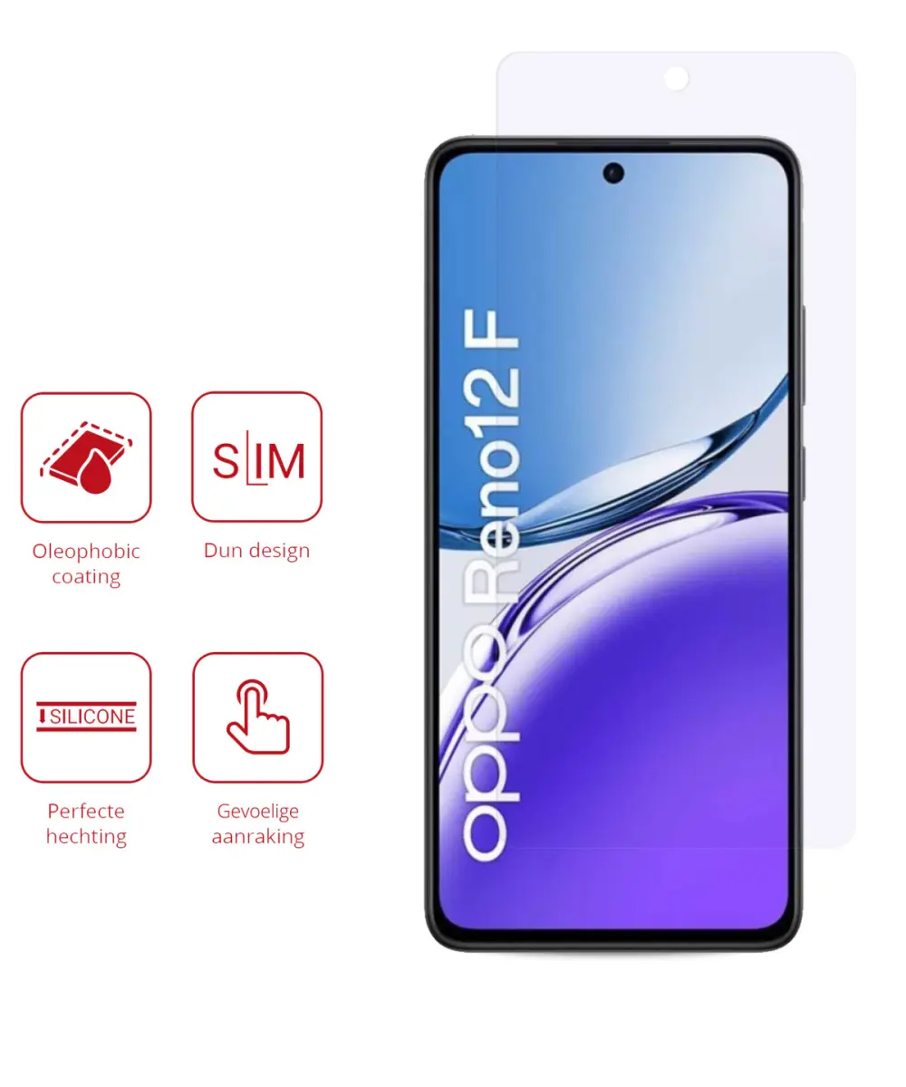 Rosso Oppo Reno 12 F Screen Protector Case Friendly Folie Duo Pack afbeelding 2