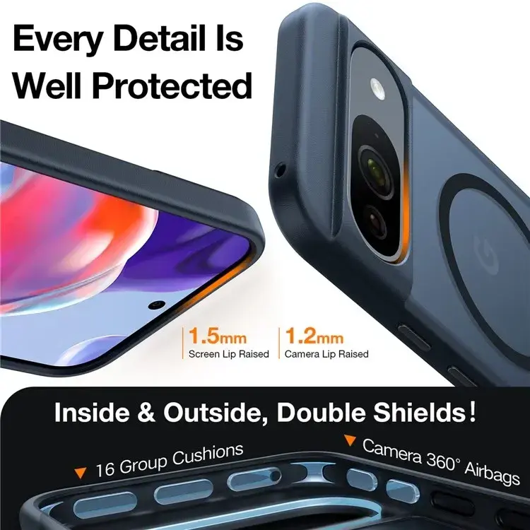 TORRAS Guardian Magnetic Google Pixel 9 / 9 Pro Hoesje met MagSafe Zwart afbeelding 7