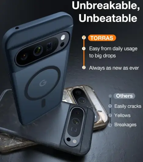 TORRAS Guardian Magnetic Google Pixel 9 / 9 Pro Hoesje met MagSafe Zwart afbeelding 6