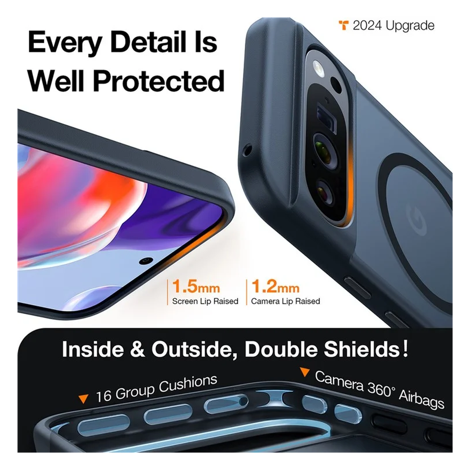 TORRAS Guardian Magnetic Google Pixel 9 Pro XL Hoesje met MagSafe Zwart afbeelding 8