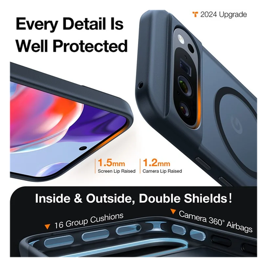 TORRAS Guardian Magnetic Google Pixel 9 Pro XL Hoesje met MagSafe Zwart afbeelding 8