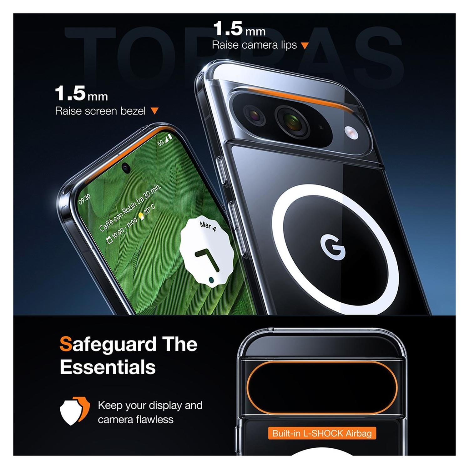 TORRAS Diamond Mag Google Pixel 9 / 9 Pro Hoesje MagSafe Back Cover Transparant afbeelding 3