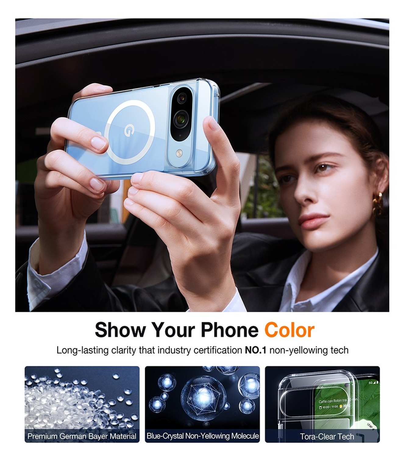 TORRAS Diamond Mag Google Pixel 9 / 9 Pro Hoesje MagSafe Back Cover Transparant afbeelding 5