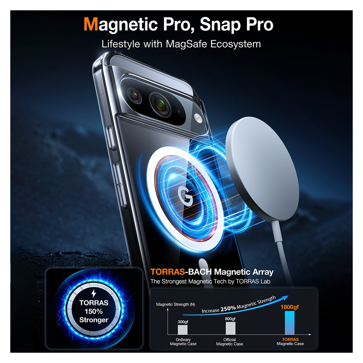 TORRAS Diamond Mag Google Pixel 9 / 9 Pro Hoesje MagSafe Back Cover Transparant afbeelding 6
