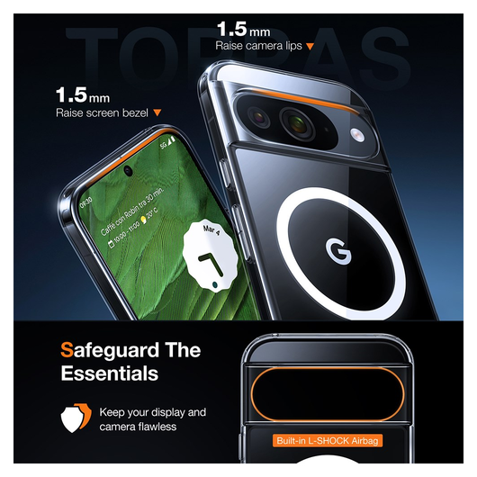 TORRAS Diamond Mag Google Pixel 9 / 9 Pro Hoesje MagSafe Back Cover Transparant afbeelding 3