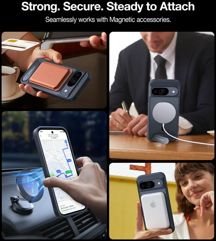 TORRAS Pstand Google Pixel 9 Pro XL Hoesje MagSafe met Kickstand Transparant afbeelding 3