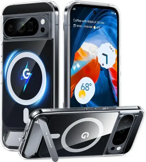 TORRAS Pstand Google Pixel 9 Pro XL Hoesje MagSafe met Kickstand Transparant afbeelding 1