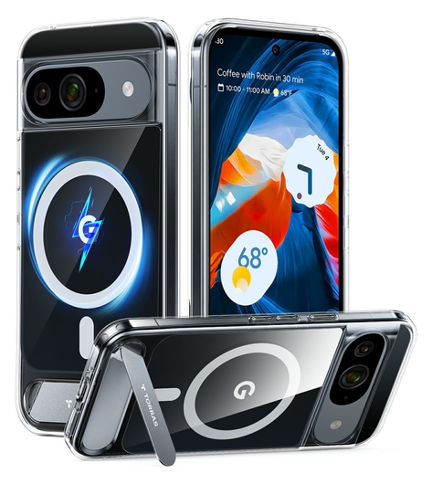 TORRAS Pstand Google Pixel 9 / 9 Pro Hoesje MagSafe met Kickstand Transparant afbeelding 1