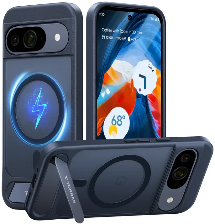 TORRAS Pstand Google Pixel 9 / 9 Pro Hoesje MagSafe met Kickstand Zwart afbeelding 1
