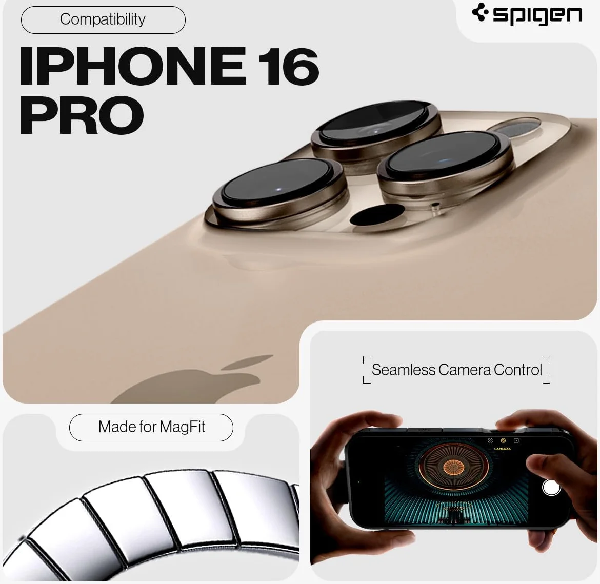 Spigen Tough Armor T iPhone 16 Pro Hoesje MagSafe Back Cover Metal Slate afbeelding 3