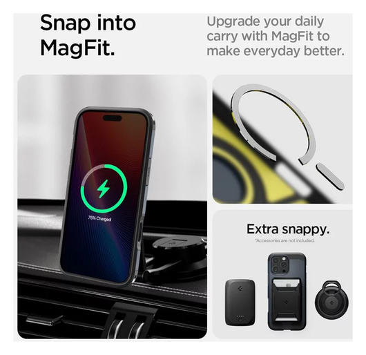 Spigen Tough Armor T iPhone 16 Pro Hoesje MagSafe Back Cover Metal Slate afbeelding 13