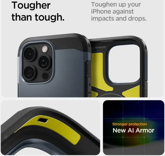 Spigen Tough Armor T iPhone 16 Pro Max Hoesje MagSafe Back Cover Metal Slate afbeelding 6