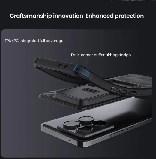 Nillkin CamShield Xiaomi 14T Pro Hoesje met Camera Slider Back Cover Zwart afbeelding 7
