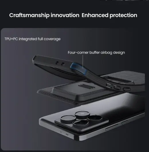 Nillkin CamShield Xiaomi 14T Pro Hoesje met Camera Slider Back Cover Blauw afbeelding 7