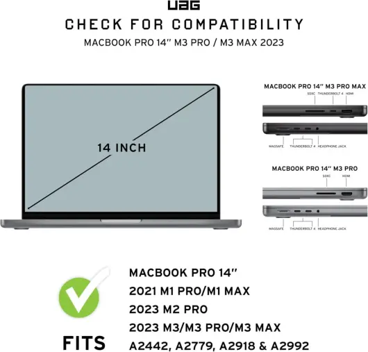 UAG [U] Lucent MacBook Pro 14 Inch M1/M2/M3 Max & Pro Hoes - 2023/2021 - Ice afbeelding 3