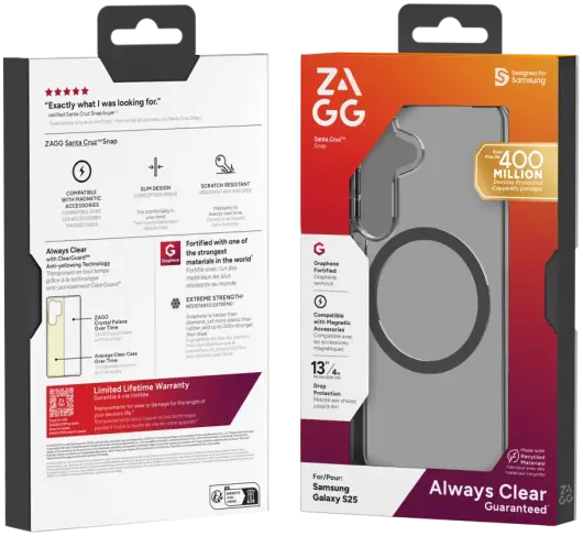 ZAGG Santa Cruz Snap Samsung Galaxy S25 Hoesje Magnetic Back Cover Zwart afbeelding 10