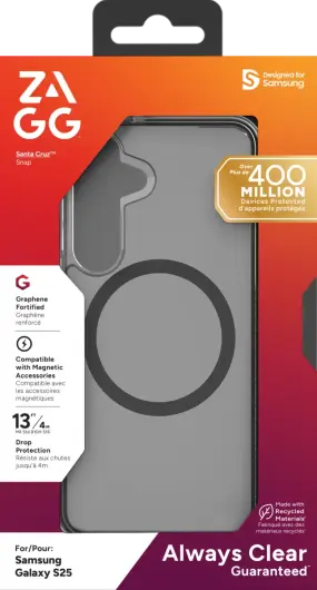 ZAGG Santa Cruz Snap Samsung Galaxy S25 Hoesje Magnetic Back Cover Zwart afbeelding 9