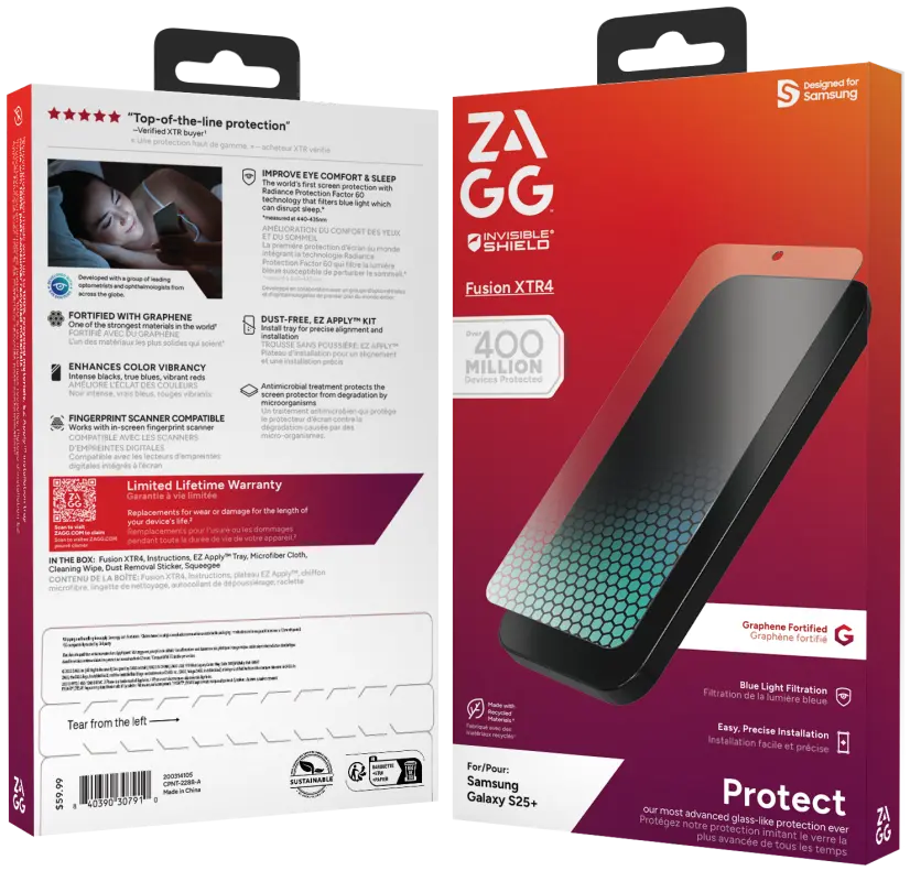 ZAGG InvisibleShield Fusion XTR4 Samsung Galaxy S25 Plus Screen Protector afbeelding 5