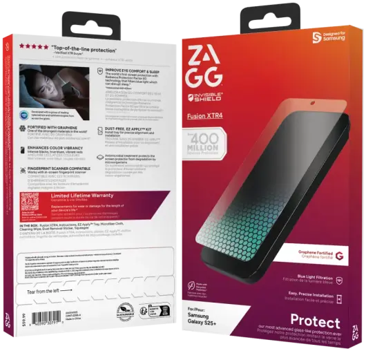 ZAGG InvisibleShield Fusion XTR4 Samsung Galaxy S25 Plus Screen Protector afbeelding 5