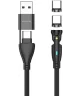 4smarts USB-C/USB-A naar USB-C 100W Magnetische Oplaad Kabel PD 1.8 Meter Zwart