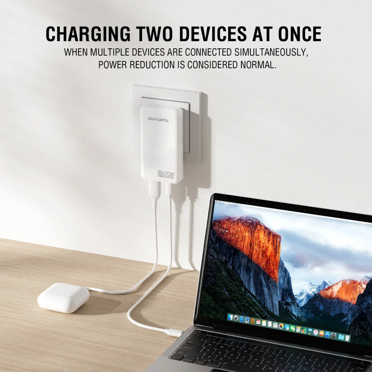 4Smarts FlatPlug 65W Power Delivery / Quick Charge USB-C / USB-A Adapter Wit afbeelding 6