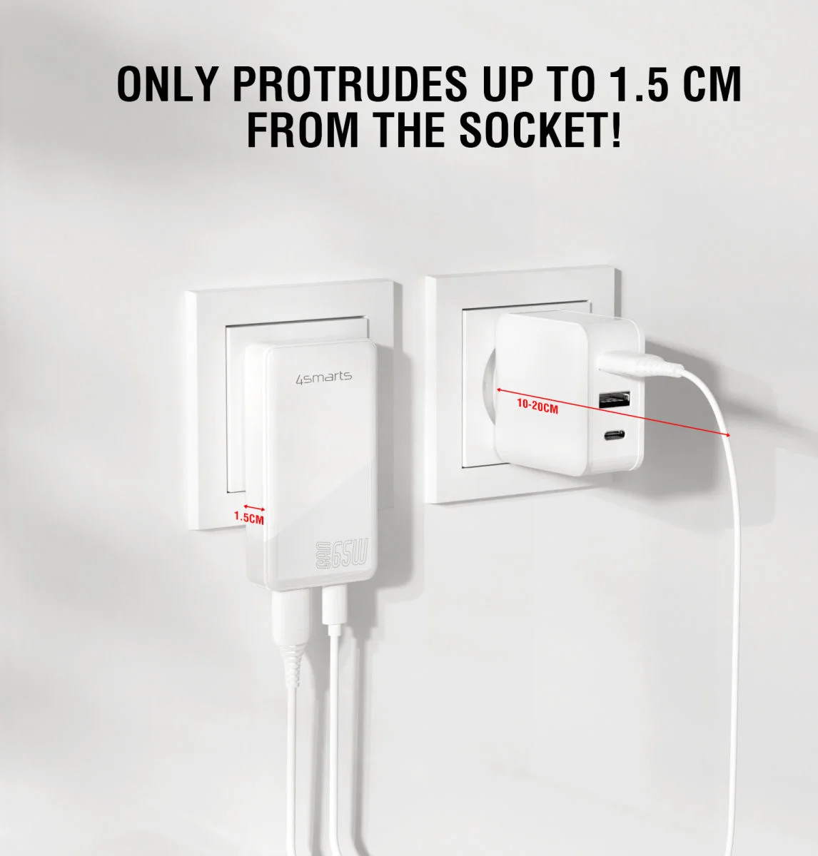 4Smarts FlatPlug 65W Power Delivery / Quick Charge USB-C / USB-A Adapter Wit afbeelding 8