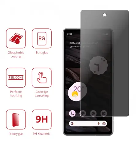 Rosso Google Pixel 7a 9H Tempered Glass Screen Protector Privacy afbeelding 2