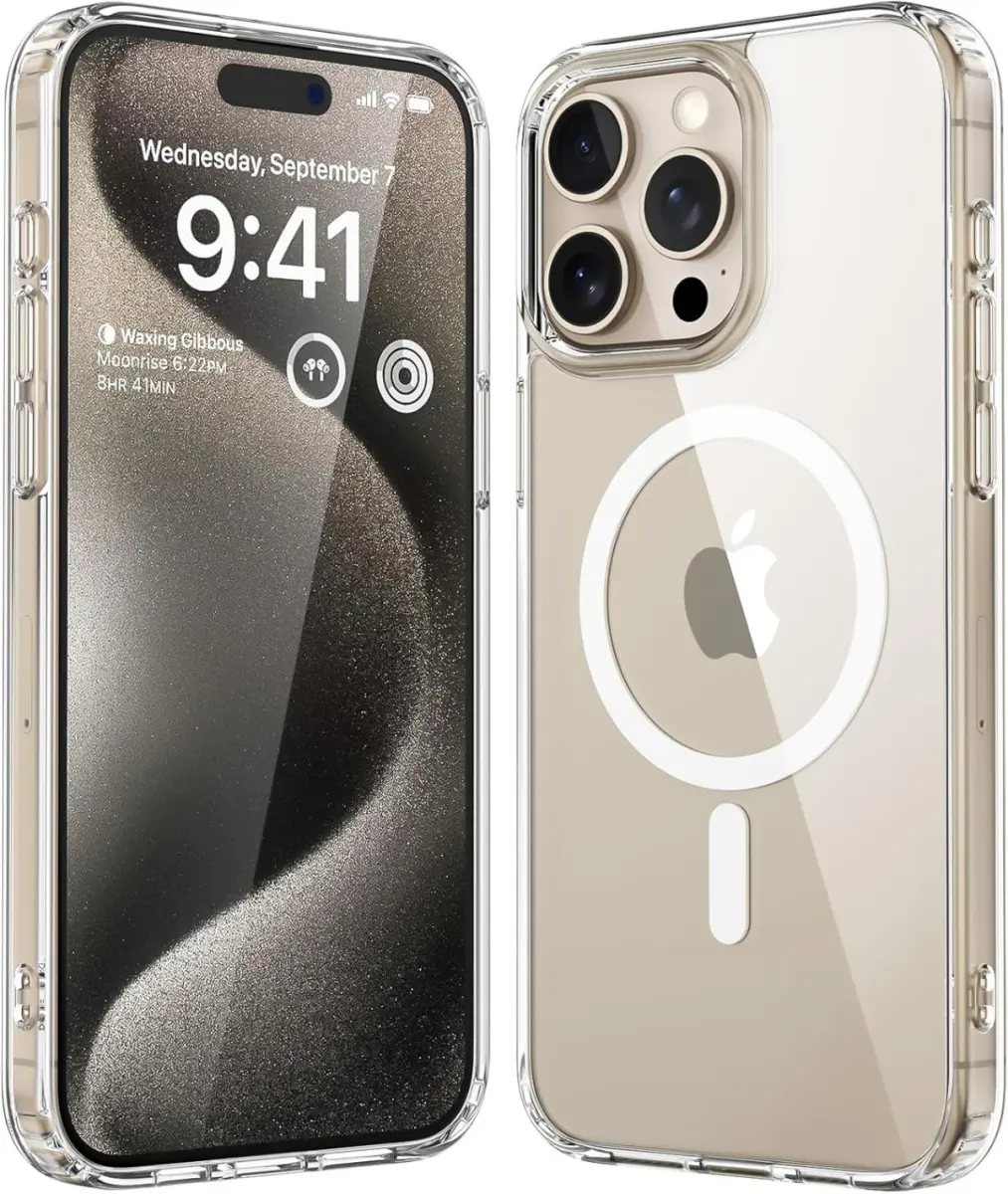 Apple iPhone 15 Pro Hoesje Hard Back Cover met MagSafe Transparant afbeelding 1