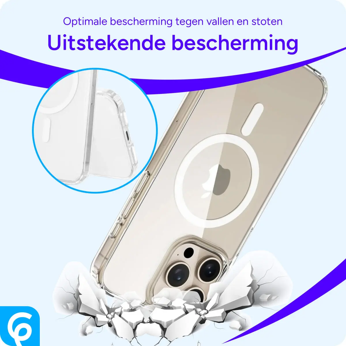 Apple iPhone 15 Pro Hoesje Hard Back Cover met MagSafe Transparant afbeelding 2
