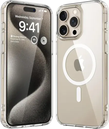 Apple iPhone 15 Pro Hoesje Hard Back Cover met MagSafe Transparant afbeelding 1