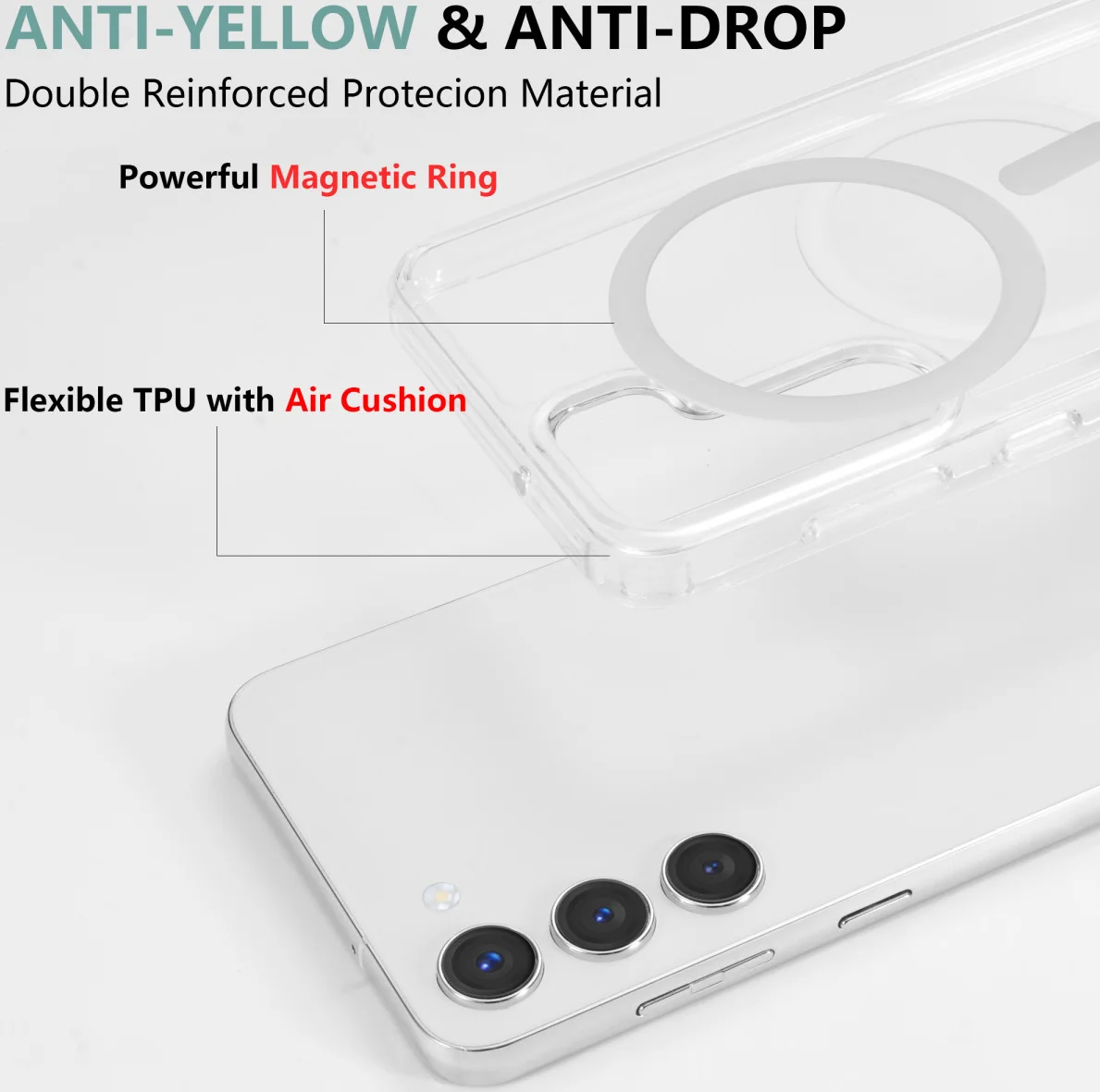 Samsung Galaxy S23 Hoesje Hard Back Cover met MagSafe Transparant afbeelding 5