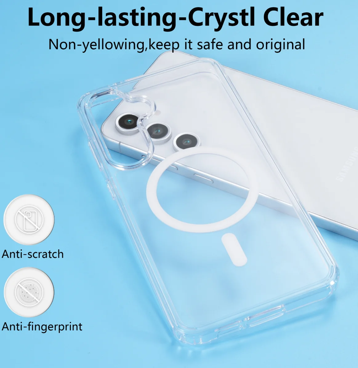 Samsung Galaxy S24 FE Hoesje Hard Back Cover met MagSafe Transparant afbeelding 3