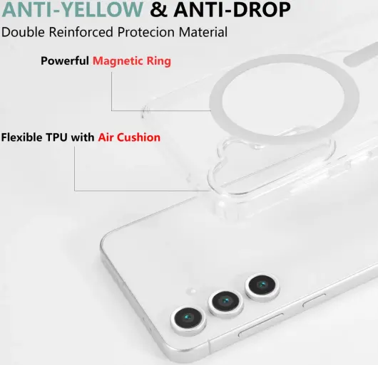 Samsung Galaxy S24 FE Hoesje Hard Back Cover met MagSafe Transparant afbeelding 5