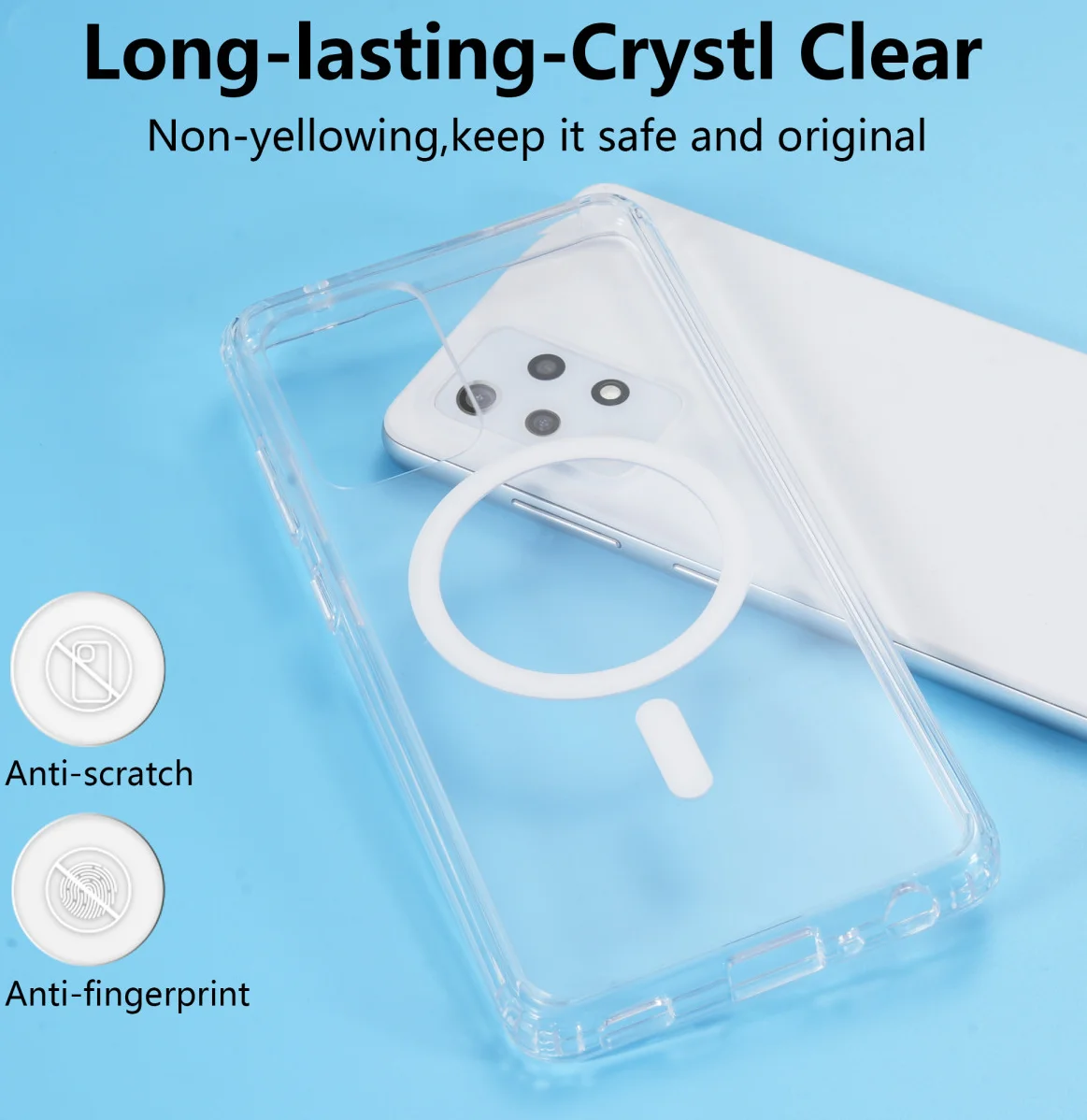Samsung Galaxy A52 Hoesje Hard Back Cover met MagSafe Transparant afbeelding 3