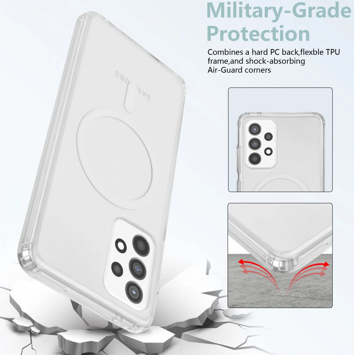 Samsung Galaxy A52 Hoesje Hard Back Cover met MagSafe Transparant afbeelding 5