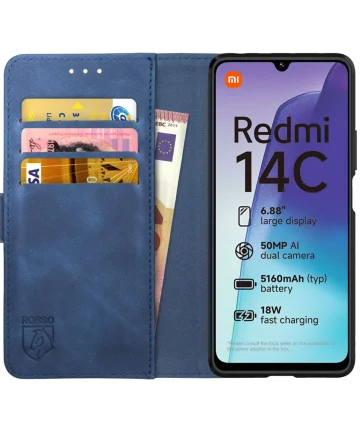 Rosso Element Xiaomi Redmi 14C Hoesje Book Case Wallet Blauw Hoesjes