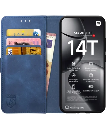 Rosso Element Xiaomi 14T Hoesje Book Case Wallet Blauw Hoesjes