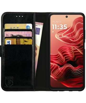 Rosso Element Motorola Moto G35 Hoesje Book Case Wallet Zwart Hoesjes