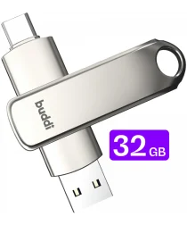 Buddi USB-A en USB-C Stick Dual Geheugenstick 32GB Grijs