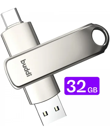 Buddi USB-A en USB-C Stick Dual Geheugenstick 32GB Grijs Geheugenkaarten