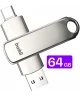 Buddi USB-A en USB-C Stick Dual Geheugenstick 64GB Grijs