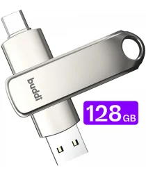 Buddi USB-A en USB-C Stick Dual Geheugenstick 128GB Grijs afbeelding