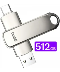 Buddi USB-A en USB-C Stick Dual Geheugenstick 512GB Grijs