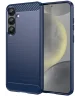 Samsung Galaxy S25 Hoesje Geborsteld TPU Flexibele Back Cover Blauw