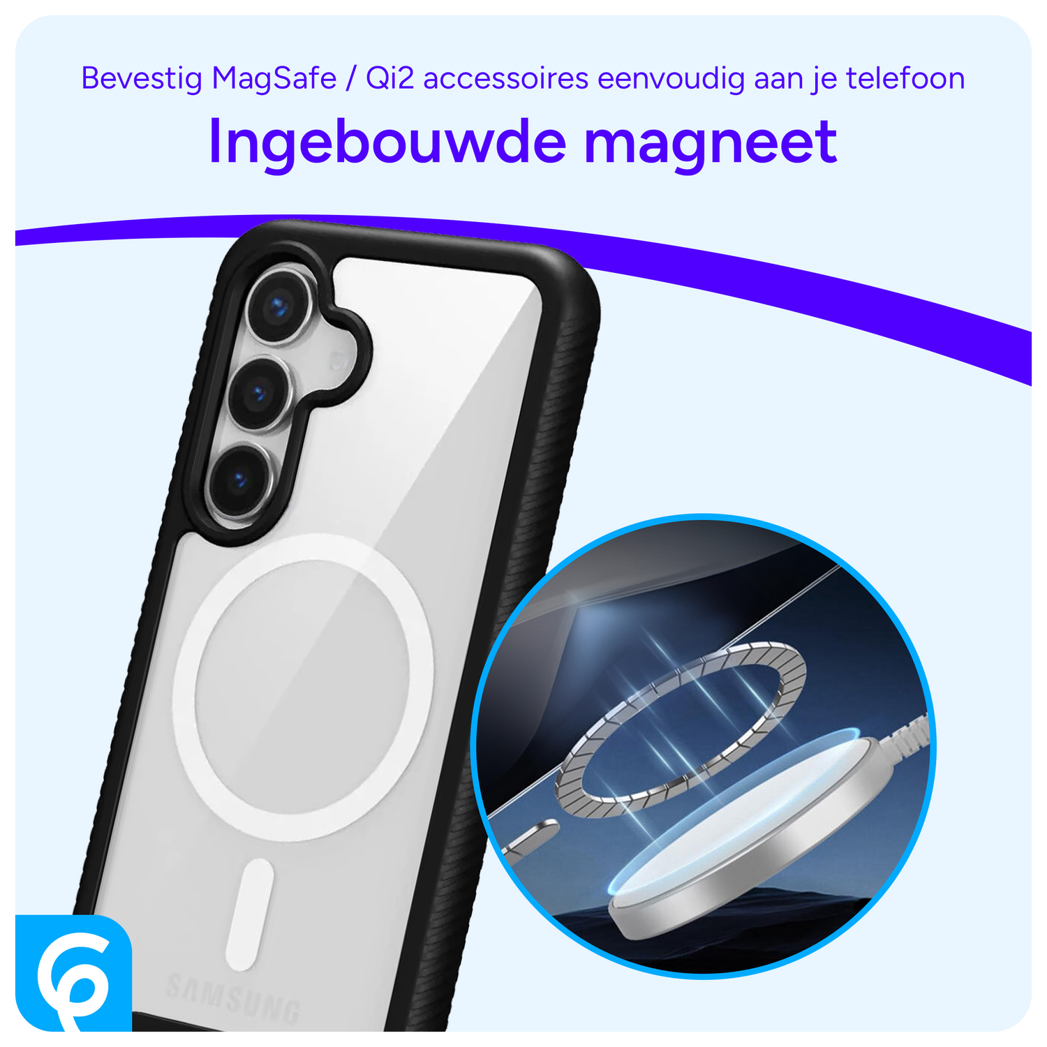 Samsung Galaxy S25 Hoesje Full Protect 360° Cover met MagSafe / Qi2 Zwart afbeelding 5