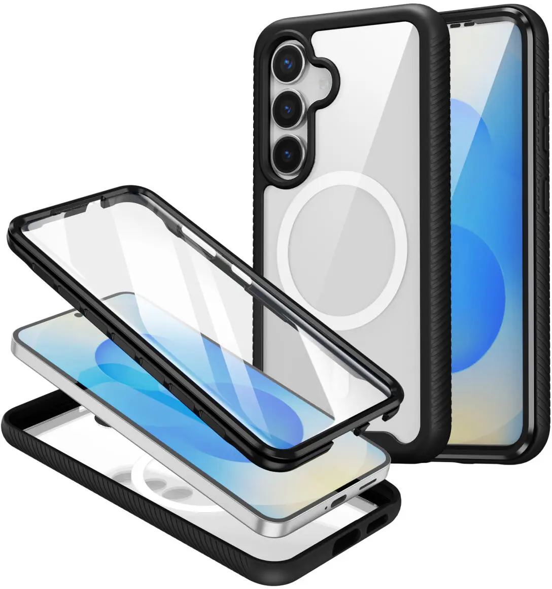Samsung Galaxy S25 Hoesje Full Protect 360° Cover met MagSafe / Qi2 Zwart afbeelding 1