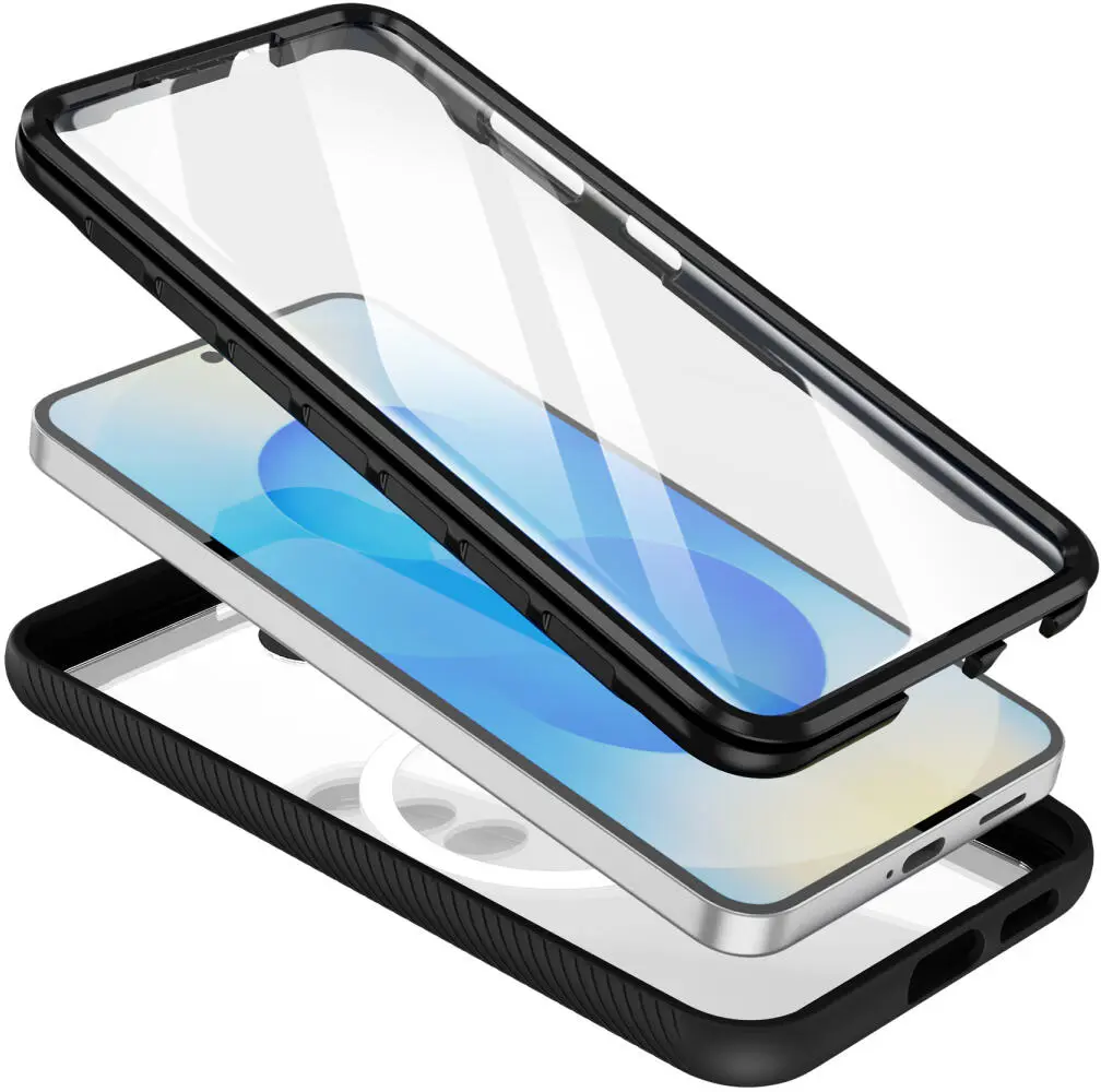 Samsung Galaxy S25 Hoesje Full Protect 360° Cover met MagSafe / Qi2 Zwart afbeelding 2